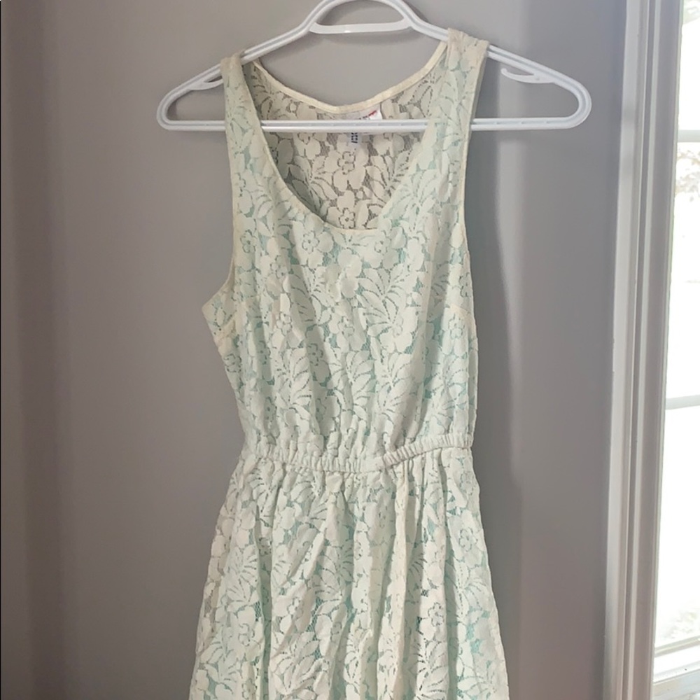H&M: White lace dress with blue lining on inside